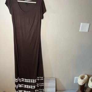INC long Brown  Dress Tie dye bejeweled  lower section of Dress SS